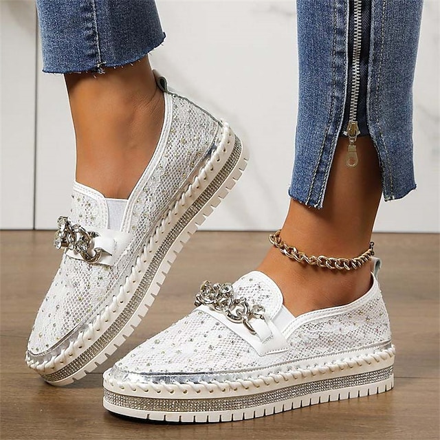 Women's Flats Slip-Ons Loafers Bling Bling Shoes Glitter Crystal ...