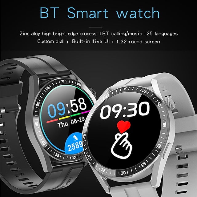  gt88 smartwatch 1,9 tommer smartwatch mænd kvinder 24 timers pulstemperatur fitness tracker overvågning