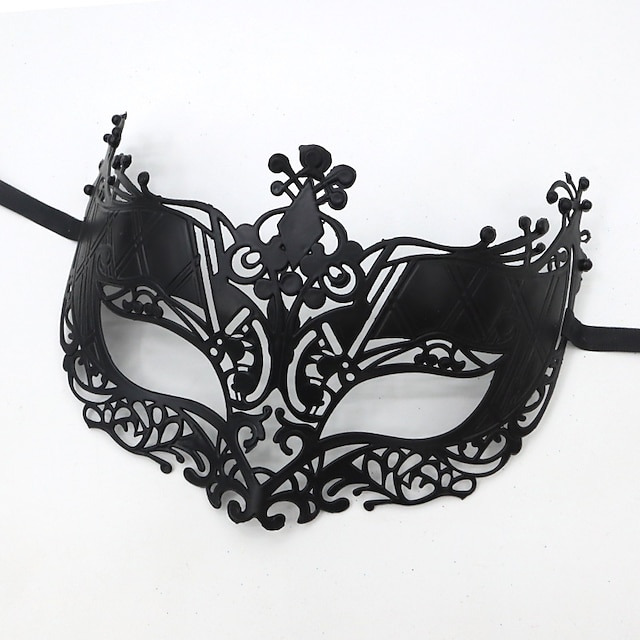  Halloween Ball Party Mask Retro Prince Flat Head Mask Antique Bronze Half Face Mask Black Decorative Men's and Women's