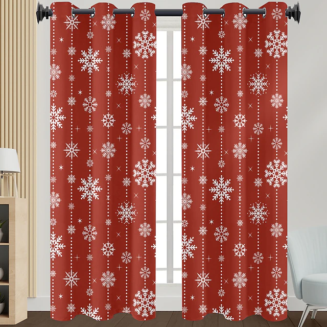 Red Christmas Curtains Panels for Bedroom,,Home Decor,Christmas Series ...