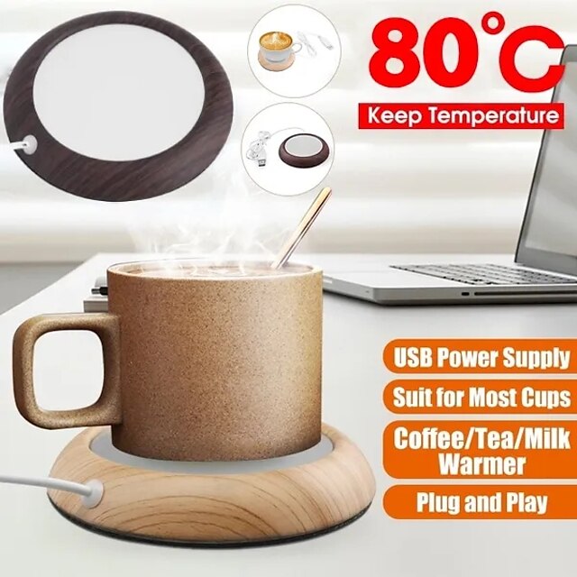  Подогреватель чашек до 80 градусов, usb, кофейная кружка, электрическая нагревательная пластина, настольная деревянная грелка для чашек, теплая кружка для напитков, коврик для чая, кофе, подогреватель