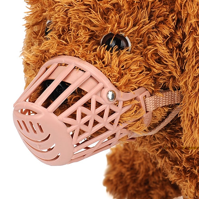  Capa de boca de cachorro de malha de plástico ajustável teddy gold hair respirável anti mordida anti latido capa de boca para animais de estimação