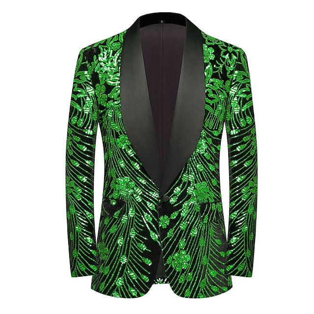  Herrars Paljetparti Blazer Glittrande 70-tals Disco Jacka Regular Passform Röd Kungsblå Blå Lila Guld Grön