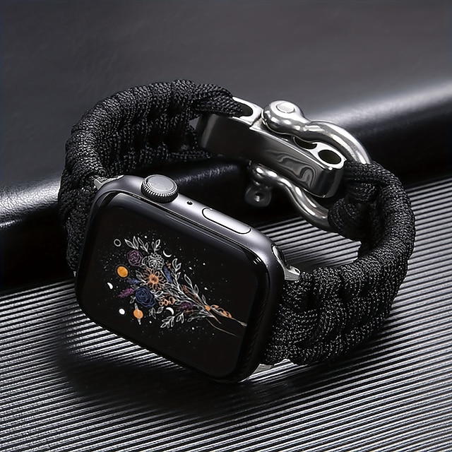  1 συσκευασία Χειροποίητο πλεκτό σχοινί Συμβατό με Ζάντα ρολογιού Apple Watch 38mm 40mm 41mm 42mm 44mm 45mm 49mm Πλεκτό Ελαστικό Ρυθμιζόμενο Ύφασμα Ανταλλακτικό λουράκι ρολογιού για iwatch Ultra 2