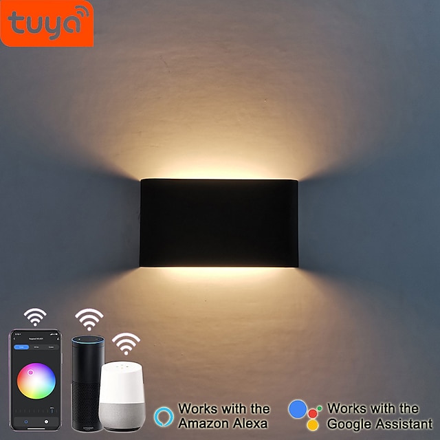  LED Indoor/Outdoor Wall Light RGB Wall Lights 3000K Indoor Wall Light Wall Lamp Tuya App Alexa Control Waterproof IP65 Outdoor Wall Light 85-265V