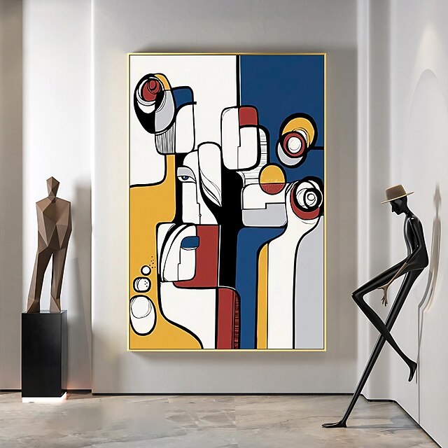 Handmade Oil Painting Canvas Wall Art Modern Decoration Picasso Style bstract Color Block Figure for Home Living Room Decor Rolled Frameless Unstretched Painting 9