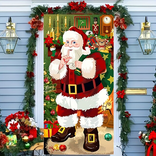 Christmas Decorations Santa Gift Door Covers Door Tapestry Door Curtain