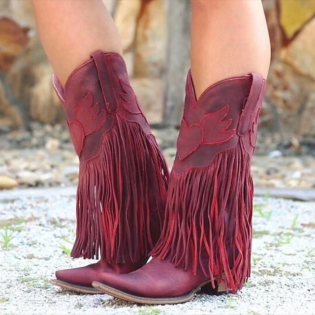 Women's Boots Cowboy Boots Suede Shoes Plus Size Outdoor Daily Solid ...