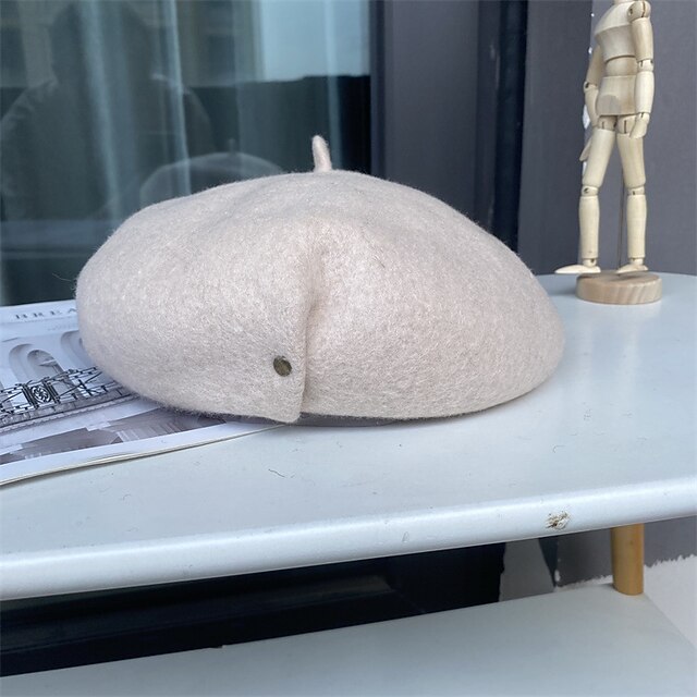 Women'S Packable Cotton Blend Beret, Chic Plush-Lined Octagonal Cap, Elastic Knit Fisherman Hat, with Jacquard Craftsmanship, for Autumn & Winter