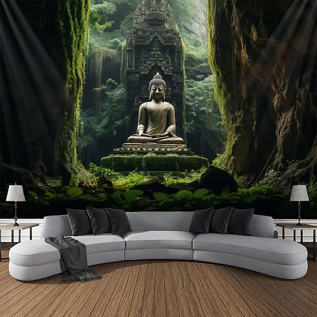 Buddha Landscape Boho Hanging Tapestry Wall Art Large Tapestry Mural Decor Photograph Backdrop Blanket Curtain Home Bedroom Living Room Decoration 16