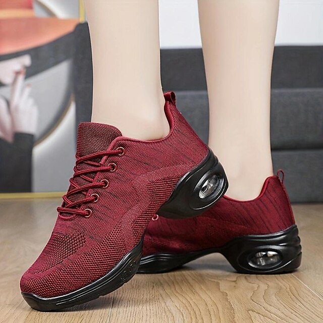 Women's Arch Support Dance Shoes Lace Up Air Cushion Mesh Sneakers with ...