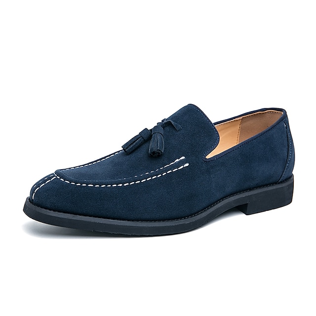  Men's Loafers & Slip-Ons Dress Shoes Tassel Loafers Business British Daily Suede Comfortable Slip Resistant Lace-up Blue Purple Spring Fall