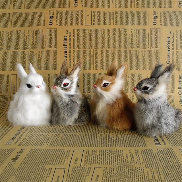  Витрина с имитацией кролика, маленький белый кролик, кукла, желтый кролик, подарок, серый кролик, гостиная, стол, сидящий на корточках кролик, украшение автомобиля