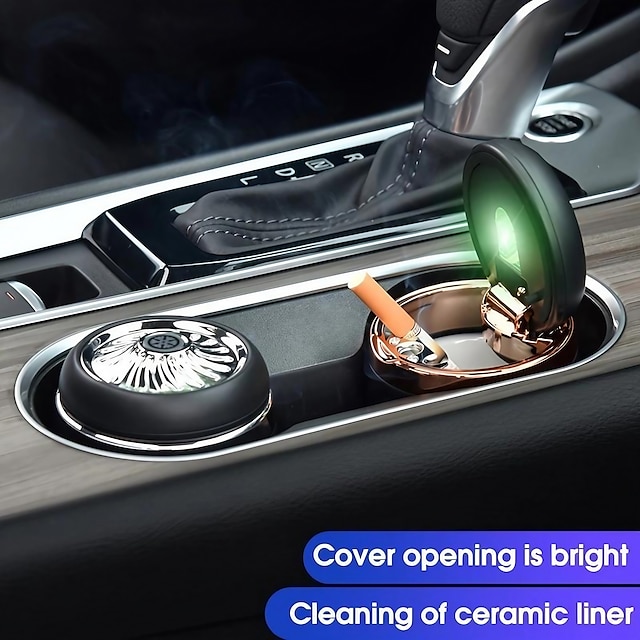  تضيف منفضة سجائر السيارة العالمية المبتكرة مع أضواء LED الملونة لمسة أنيقة إلى داخل سيارتك