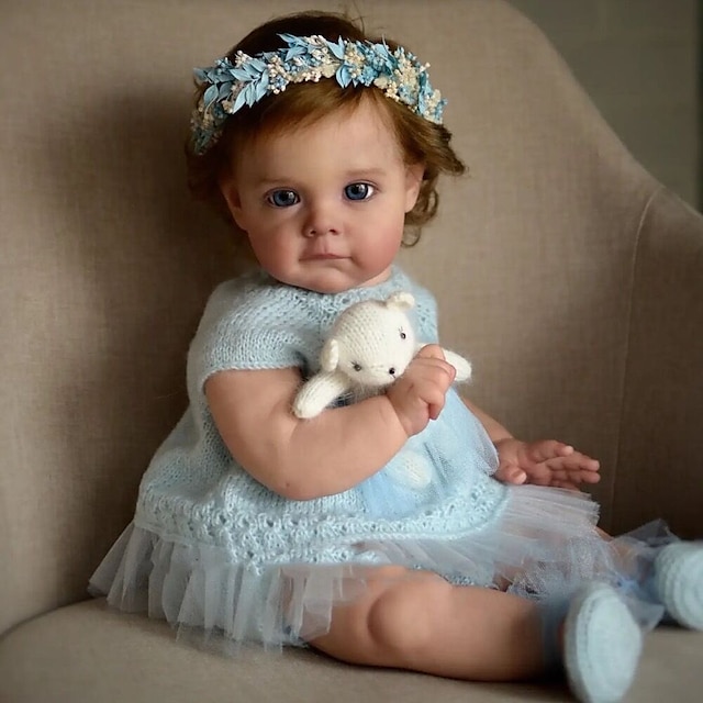  24 tommers Dukke Reborn Baby Doll liv som Søtt Ikke Giftig Kreativ Klede med klær og tilbehør til jenter til bursdag og festival
