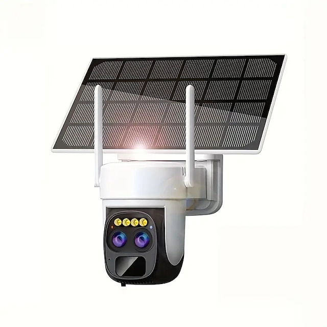  1 set 360ptz draadloze beveiligingscamera voor buiten 3mp bewakingscamera op zonne-energie met pir-beweging 2k kleur nachtzicht 2-weg praten ip66 waterdichte 2.4g wifi-camera voor thuisbeveiliging