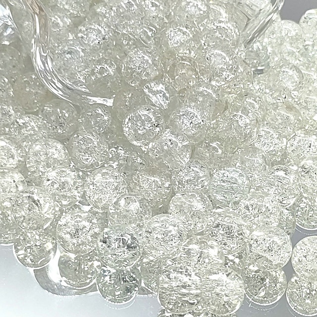  50 cuentas de vidrio agrietadas de 8 mm para hacer joyas, cuentas espaciadoras, forma redonda con grietas, cuentas sueltas para hacer pulseras y collares, adecuadas para manualidades, pulseras de amistad, pendientes