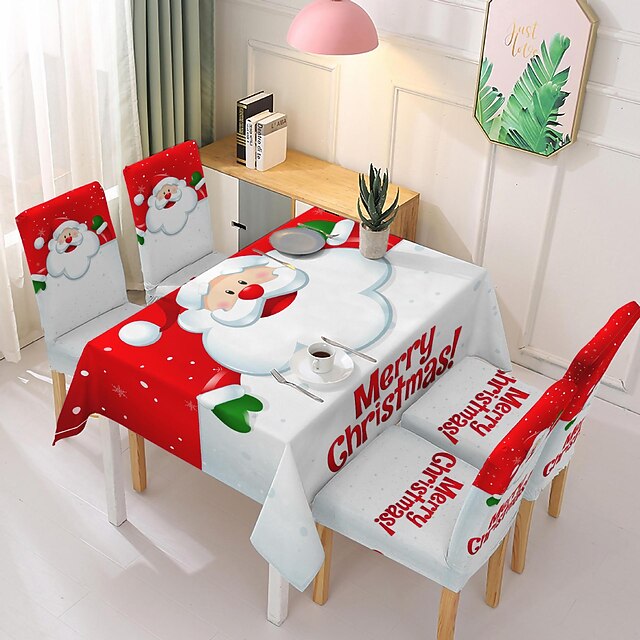 Decorative Christmas Tablecloth Chair Cover Set , Wrinkle and Water