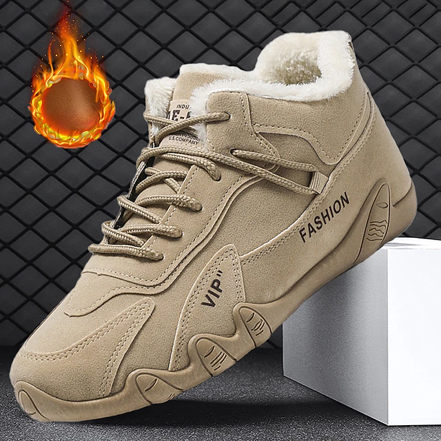 Men's Warm Winter High-Top Sneakers - Fashionable and Durable Thermal Fur-Lined Shoes with Non-Slip Sole for Outdoor and Casual Wear 7