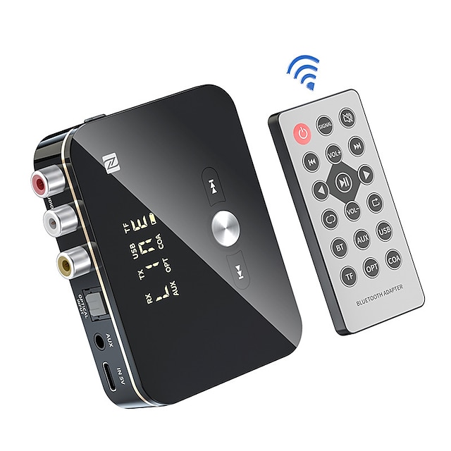  2i1 bluetooth 5.0 modtager sender fm stereo aux 3.5mm jack rca optisk håndfri opkald nfc trådløs bluetooth lydadapter tv