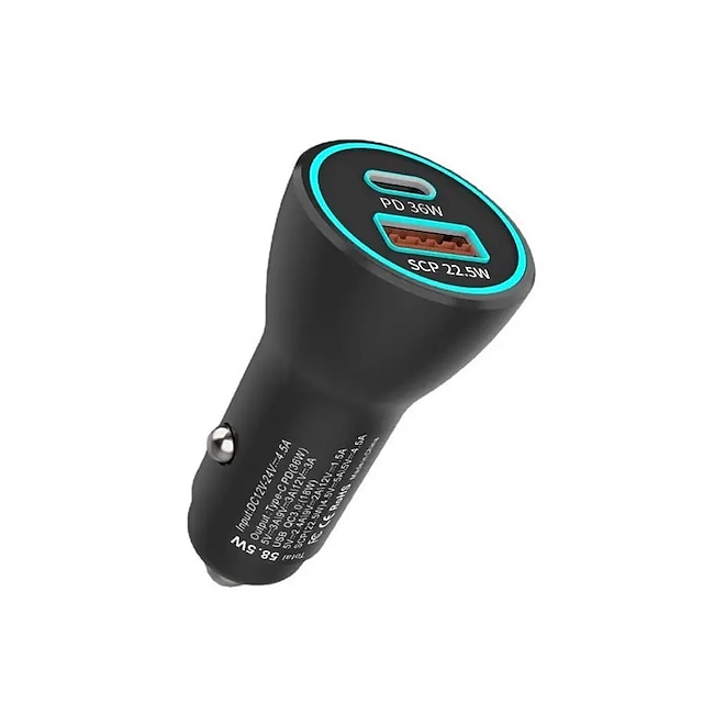  Multifunctional Car Charger Ultra Fast Charger QC3.0 Mini Car Charger PD36W Quick Charge Cigarette Lighter