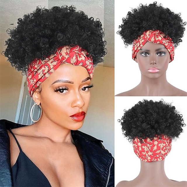Afro Kinky Curly Wig Headband Wig Gray Wigs for Women Short Curly Afro