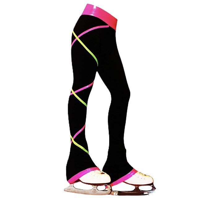 Figure Skating Pants Women's Girls' Ice Skating Bottoms Pink Blue Stretchy Training Competition Skating Wear Thermal Warm Ice Skating Figure Skating3