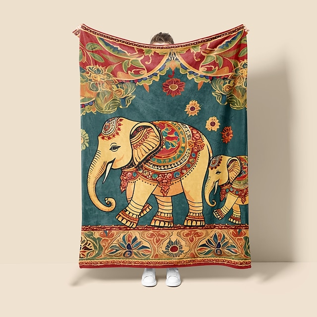  Vintage Elephant Super Soft  Throws Blanket, Novelty Flannel Throw Blankets Warm 3D Printed All Seasons  Gifts Big Blanket