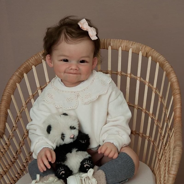  24 Zoll Puppe Wiedergeborene Babypuppe lebensecht Niedlich Ungiftig Kreativ Stoff mit Kleidung und Accessoires für Geburtstags- und Festgeschenke für Mädchen