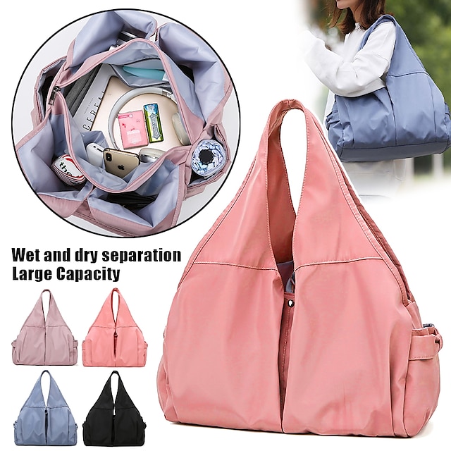  Women's Tote Shoulder Bag Gym Bag Duffle Bag Oxford Cloth Outdoor Daily Holiday Zipper Large Capacity Waterproof Foldable Solid Color Light Blue A-9B91 Travel Gym Bag Sakura pink A-9B91 travel