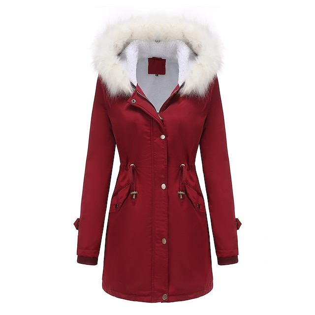  Mulheres Jaqueta Parka Quebra-Vento de Trilha Jaqueta de lã para caminhada Inverno Ao ar livre Térmico / Quente Forro de Velocino A Prova de Vento Jaqueta de Inverno Zíper Visível de Comprimento Tota