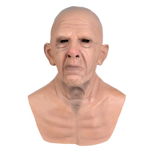 Halloween Mask Realistic Old Man Mask Creepy Human Latex Mask, Scary Wrinkle Mask Halloween Cosplay Costume Mask Party Props 12