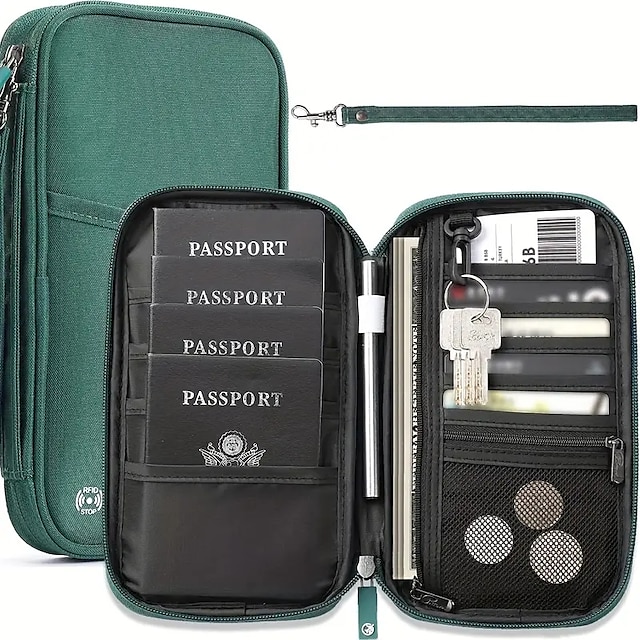  محفظة جواز السفر وحامل جواز السفر العائلي منظم مستندات الرحلة وإكسسوارات السفر وحقيبة المستندات وحامل البطاقات