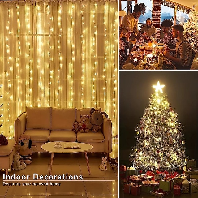  Elegante cadena de luces de bajo voltaje con 8 funciones para recepción de bodas y fiestas: 10 m, 100 ledes, 20 m, 200 ledes, 30 m, 300 ledes: Navidad, Halloween, bodas, decoración interior y exterior