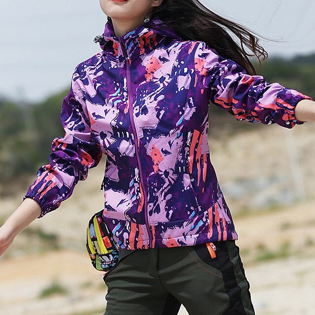 Women's Waterproof Hiking Jacket Rain Jacket Hiking Windbreaker Winter Outdoor Camo Waterproof