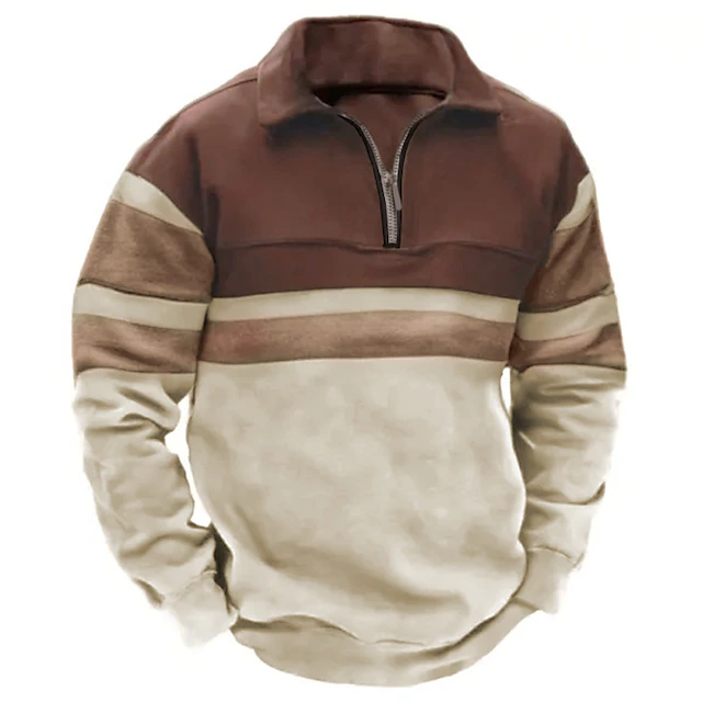 Men's Zip Sweatshirt Navy Blue Brown Green Half Zip Color Block Sports & Outdoor Daily Holiday Streetwear Basic Casual Spring & Fall Clothing Apparel Hoodies Sweatshirts Long Sleeve4