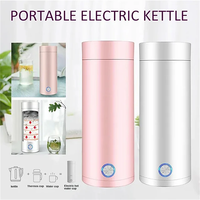 400ml Portable Electric Kettles Cup Smart Hot Water Tea Coffee Stainless Heater Travel 13