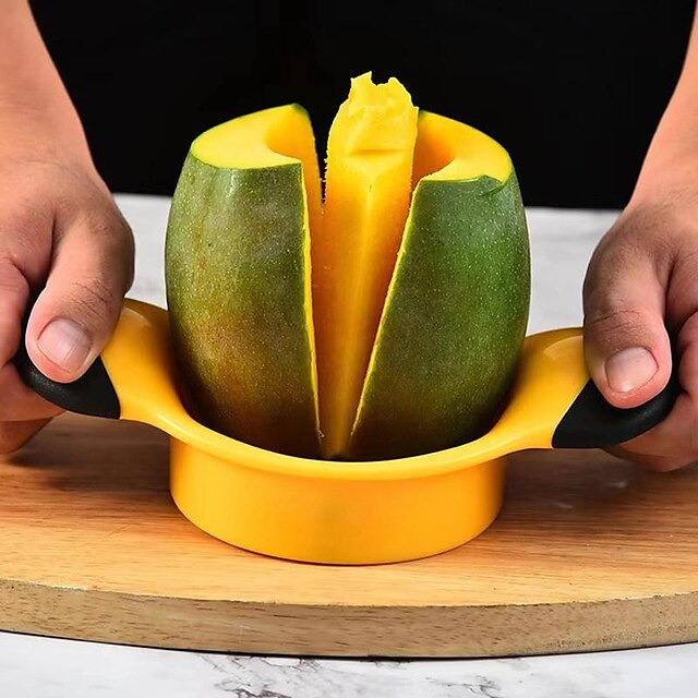  Rebanador de mango de acero inoxidable, divisor de fruta, rebanador de cuchillo de mango, rebanador de manzanas descorazonador de frutas