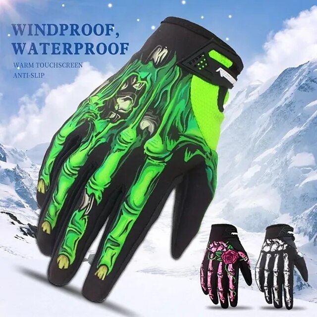 Winter &Herbst Skelett Knochen Handschuhe winddicht wasserdicht Touchscreen Sporthandschuh Fahrräder Motorrad