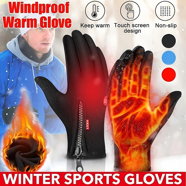  mănuși calde de iarnă, mănuși termice impermeabile cu ecran tactil, mănuși termice rezistente la vânt cu ecran tactil