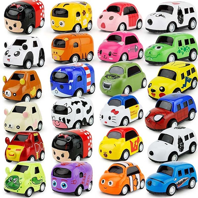  23 stks nieuwe leuke cartoon terugkeer legering model auto zak speelgoed auto kinderen mini pocket schat q versie auto