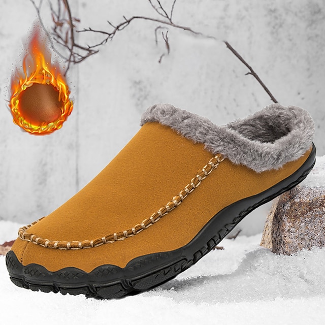  Bărbați Dame Saboți Papuci & Flip-flops Papuci din lână Papuci de pluș Pantofi de iarnă Căptușeală de Lână Plimbare Epocă Casual În aer liber Zilnic Piele Cald Augmentare Înălțime Comfortabil Loafer