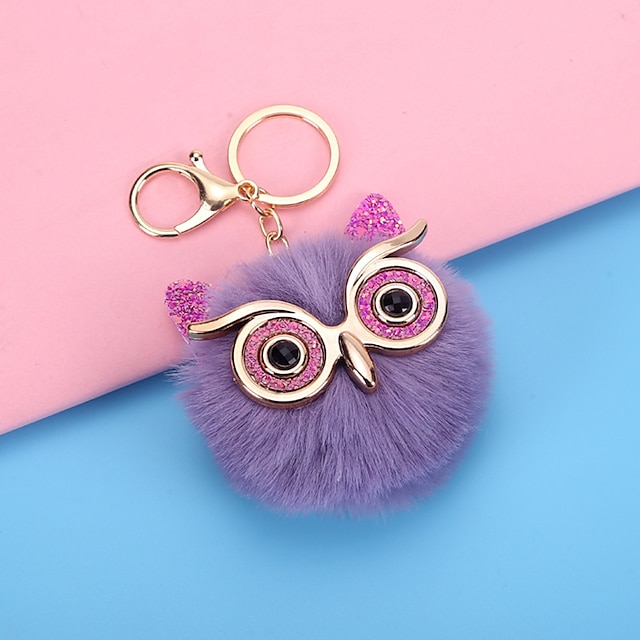  Lovel hibou pendentif porte-clés pour filles garçon moelleux boule de fourrure pompon porte-clés charme femmes sac porte-clés femmes cadeau