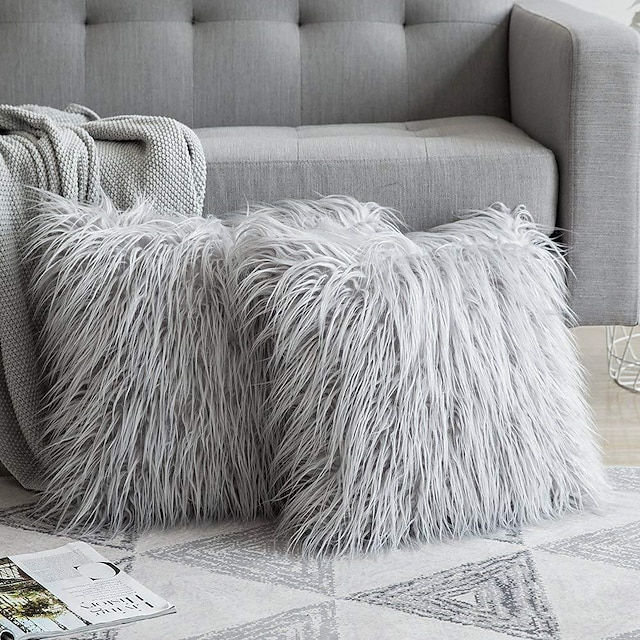  Fundas de almohada decorativas para el hogar, funda de almohada de piel sintética de estilo súper suave de lujo, funda de cojín esponjosa para sofá/cama, 1 pieza