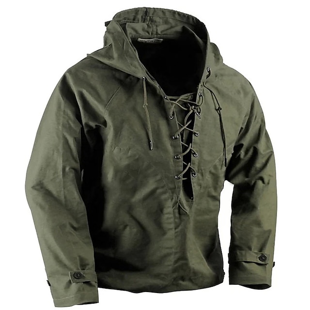  Men's Hoodie Tactical Hoodie Tactical Army Green Hooded Plain Lace up Sports & Outdoor Daily Holiday Streetwear Cool Casual Spring &  Fall Clothing Apparel Hoodies Sweatshirts  Long Sleeve