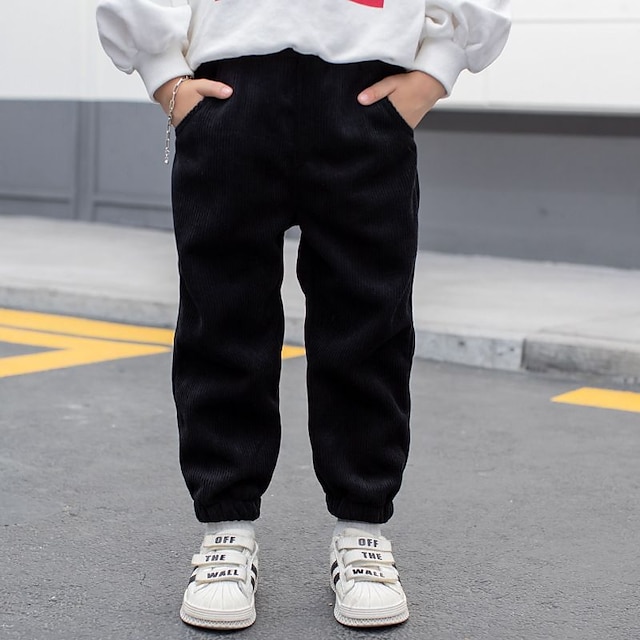  Kids Boys Pants Trousers Solid Color Soft Pants Casual Fashion Adorable Black Yellow Pink