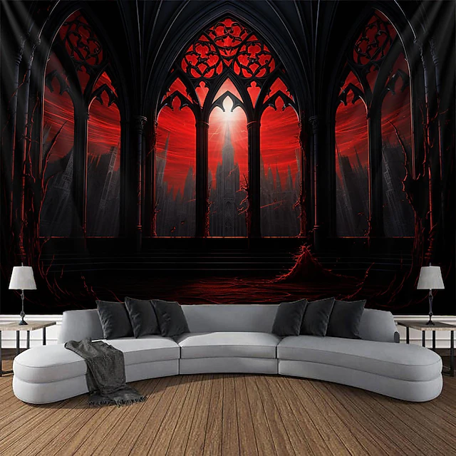 Halloween Wall Tapestries Castle Vintage Dark Punk Gothic Style Home Decor 14