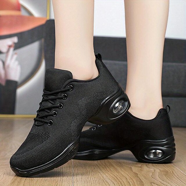 Women's Arch Support Dance Shoes Lace Up Air Cushion Mesh Sneakers with Soft Sole Comfort for