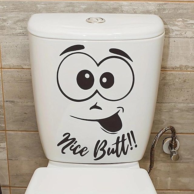  Cartoon Graphic Toilet Lid Decal, Funny Self Adhesive Wall Sticker, Creative Removable Toilet Cover Decorative Sticker, Bathroom Decor Asethetic Room Decor, Home Decor