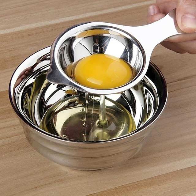  Separador de yema de huevo de acero inoxidable, separador de clara de huevo, separador de filtro de yema de huevo, filtro de yema de huevo, separador de huevo, herramienta divisora de huevo para cocinar, hornear, acampar, barbacoa